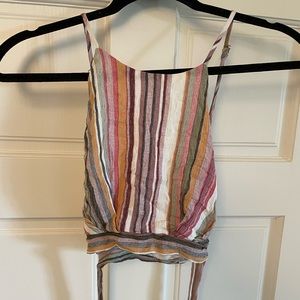 Striped crop top tie back open back size large